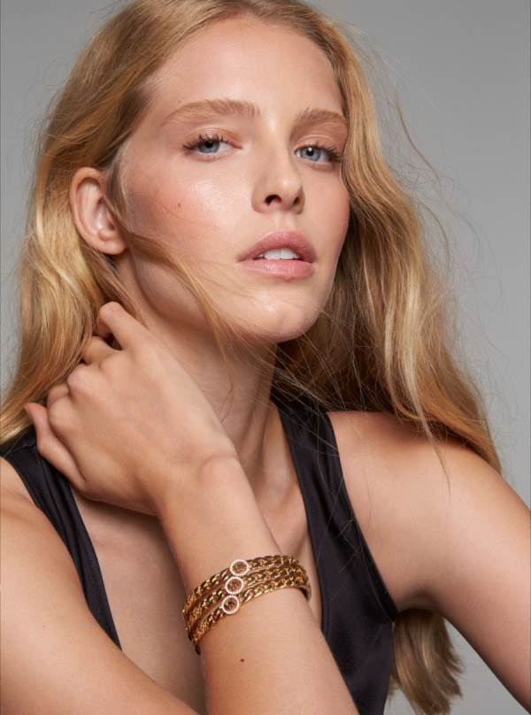 Damske Naramky Michael Kors 14K Gold-Plated Sterling Silver Pavé Logo Curb Link Bangle Zlate - Šperky Michael Kors Nejlevnejsi | QFGPM-8462
